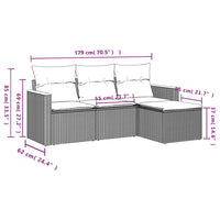 Set Divano da Giardino 4 pz con Cuscini-Sofa da Giardino-Divanetto da esterno Beige in Polyrattan 414064