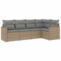 Set Divano da Giardino 5 pz con Cuscini-Sofa da Giardino-Divanetto da esterno Beige in Polyrattan 828066