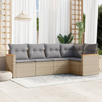 Set Divano da Giardino 5 pz con Cuscini-Sofa da Giardino-Divanetto da esterno Beige in Polyrattan 828066