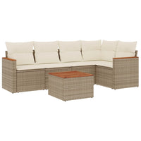 Set Divano da Giardino 6 pz con Cuscini Beige in Polyrattan 3258355