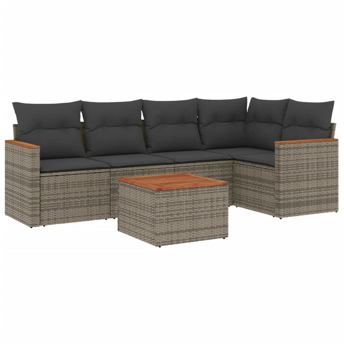 Set Divano da Giardino 6 pz con Cuscini-Sofa da Giardino-Divanetto da esterno Grigio in Polyrattan 924730