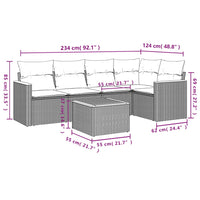 Set Divano da Giardino 6 pz con Cuscini-Sofa da Giardino-Divanetto da esterno Grigio in Polyrattan 924730