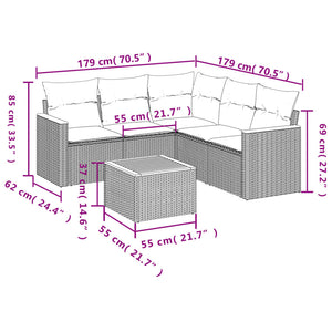 Set Divano da Giardino 6 pz con Cuscini-Sofa da Giardino-Divanetto da esterno Grigio in Polyrattan 969642