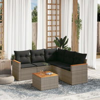 Set Divano da Giardino 6 pz con Cuscini-Sofa da Giardino-Divanetto da esterno Grigio in Polyrattan 969642