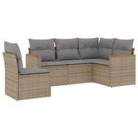 Set Divano da Giardino 5 pz con Cuscini Beige in Polyrattan 3258377