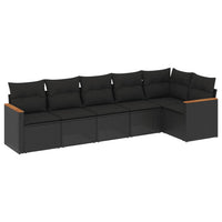 Set Divano da Giardino 6 pz con Cuscini Nero in Polyrattancod mxl 116162