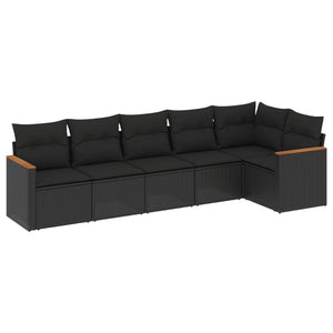 Set Divano da Giardino 6 pz con Cuscini Nero in Polyrattancod mxl 116162
