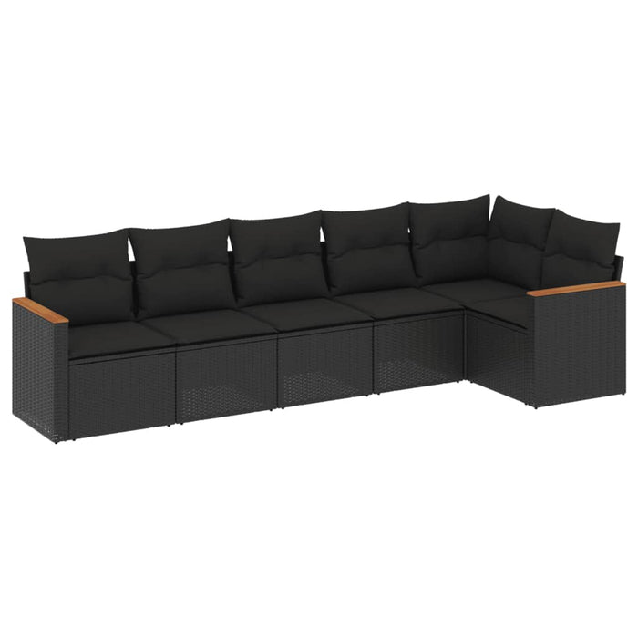 Set Divano da Giardino 6 pz con Cuscini Nero in Polyrattancod mxl 116162