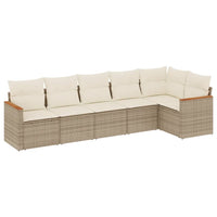 Set Divano da Giardino 6 pz con Cuscini Beige in Polyrattancod mxl 88337