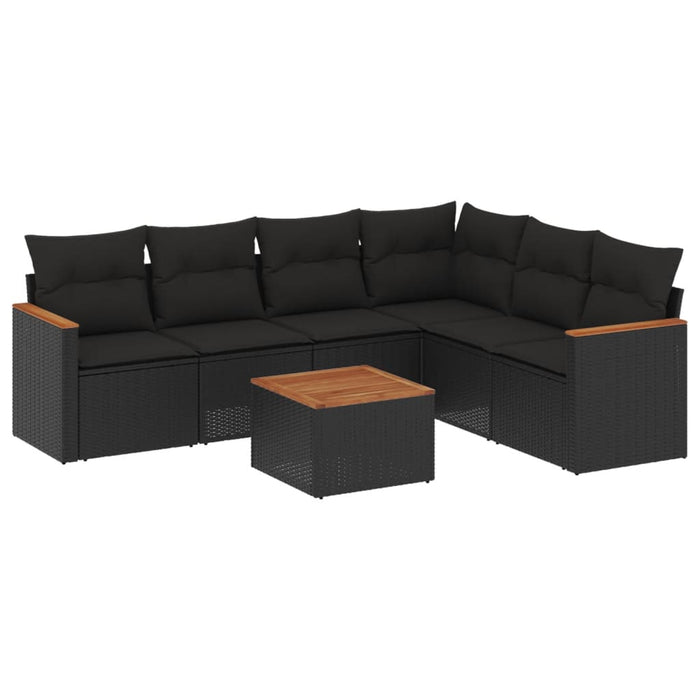 Set Divani da Giardino con Cuscini 7pz Nero Polyrattan 3258408
