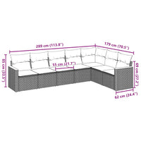 Set Divani da Giardino con Cuscini 7pz Nero Polyrattan