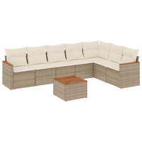 Set Divano da Giardino 8 pz con Cuscini Beige in Polyrattan 3258439