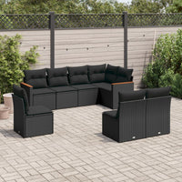 Set Divani da Giardino con Cuscini 8 pz Nero in Polyrattan 3258443