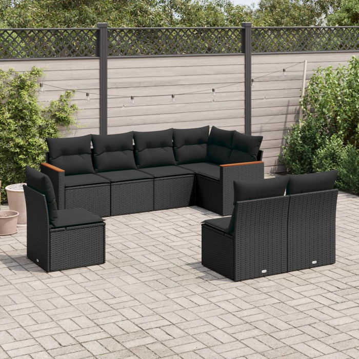 Set Divani da Giardino con Cuscini 8 pz Nero in Polyrattan 3258443