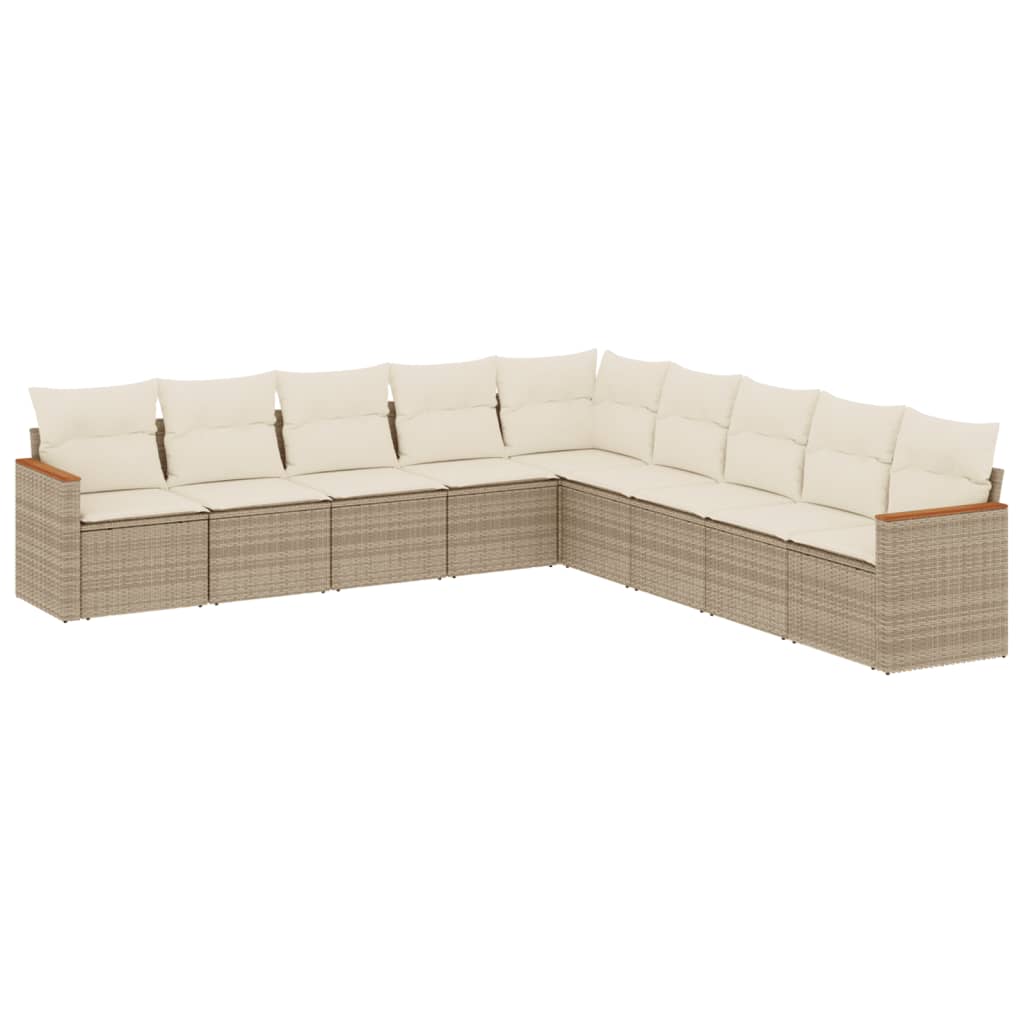 Set Divano da Giardino 9 pz con Cuscini Beige in Polyrattan 3258460