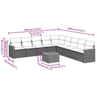 vidaXL Set Divani da Giardino 10pz con Cuscini in Polyrattan Nero