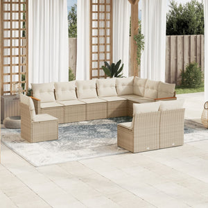 Set Divano da Giardino 10 pz con Cuscini Beige in Polyrattancod mxl 112331
