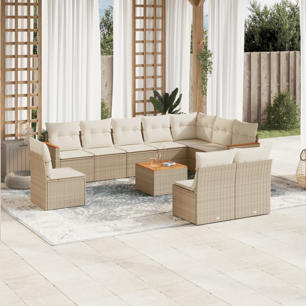 Set Divani da Giardino 11 pz con Cuscini Beige in Polyrattancod mxl 112529