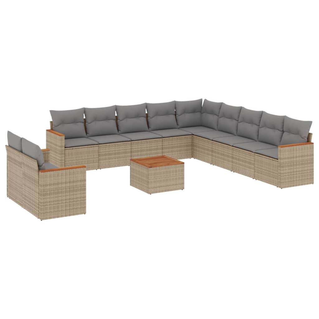 Set Divani da Giardino 12 pz con Cuscini Beige in Polyrattan 3258538