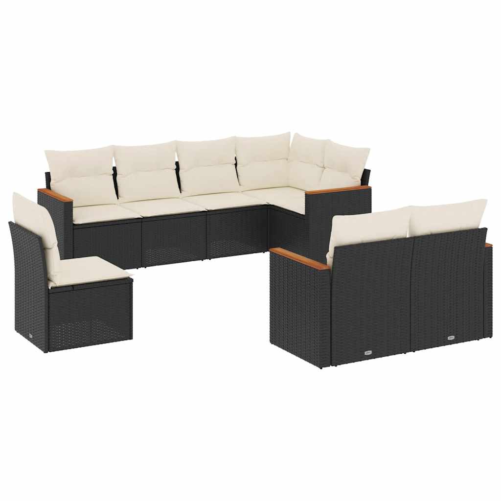 vidaXL Set Divani da Giardino con Cuscini 8 pz Nero in Polyrattan