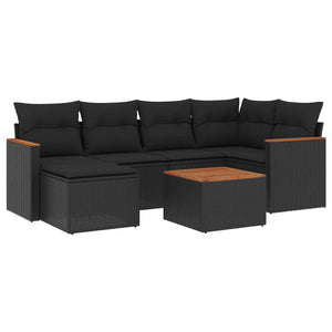 Set Divani da Giardino con Cuscini 7pz Nero Polyrattan 3258583