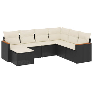 Set Divani da Giardino con Cuscini 7pz Nero Polyrattan 3258605