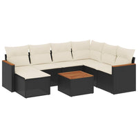 Set Divani da Giardino con Cuscini 8 pz Nero in Polyrattan