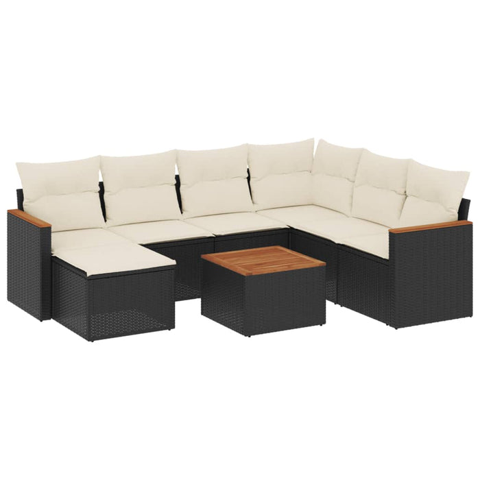 Set Divani da Giardino con Cuscini 8 pz Nero in Polyrattan