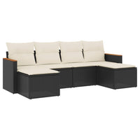Set Divano da Giardino 6 pz con Cuscini-Sofa da Giardino-Divanetto da esterno Nero in Polyrattan 323484
