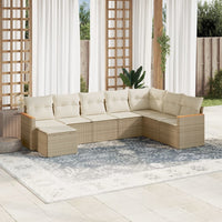 Set Divano da Giardino 8 pz con Cuscini Beige in Polyrattan 3258649