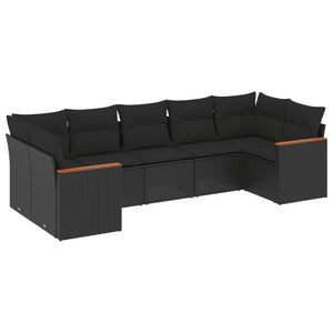 Set Divani da Giardino con Cuscini 7pz Nero Polyrattan 3258667