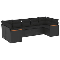 Set Divani da Giardino con Cuscini 7pz Nero Polyrattan