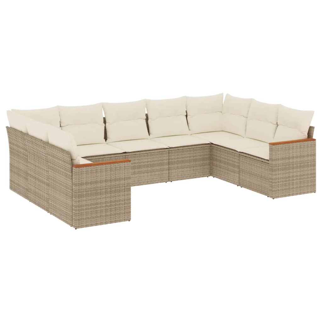 Set Divano da Giardino 9 pz con Cuscini Beige in Polyrattan 3258677