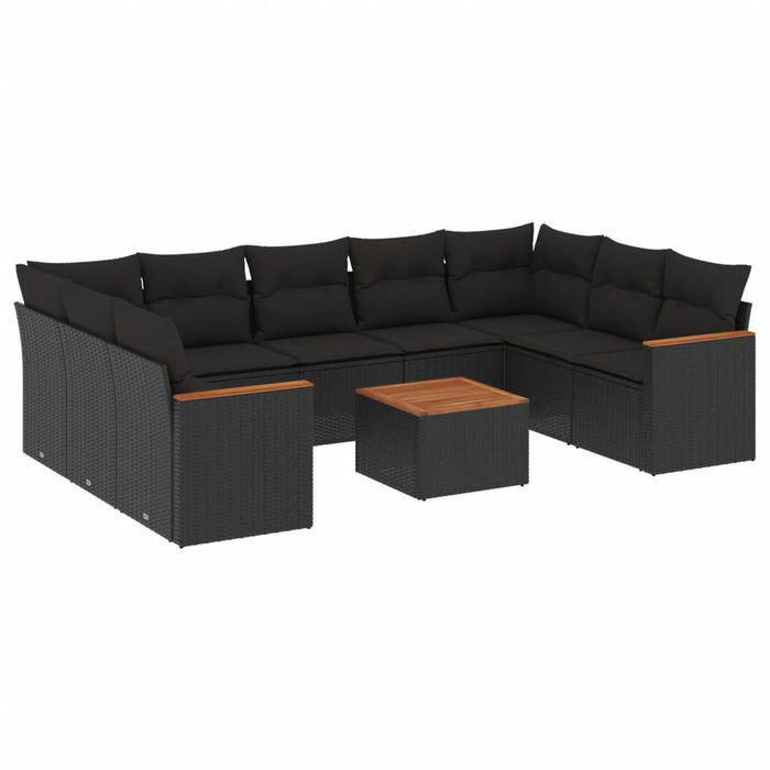 Set Divani da Giardino 10pz con Cuscini in Polyrattan Nerocod mxl 88444