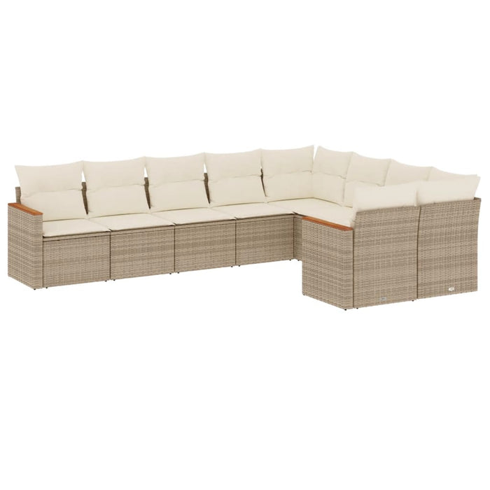 Set Divano da Giardino 9 pz con Cuscini Beige in Polyrattancod mxl 112464