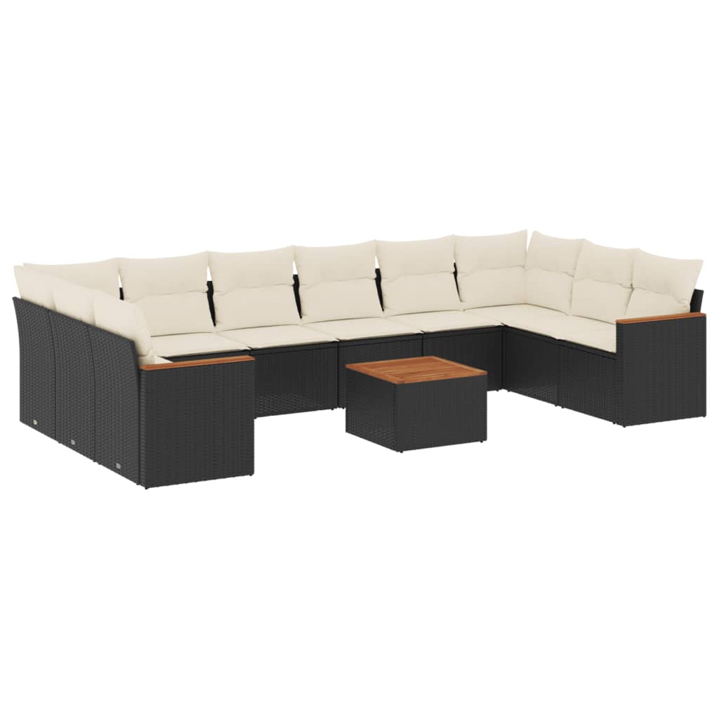Set Divani da Giardino 11 pz con Cuscini in Polyrattan Nero 3258731