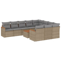 Set Divani da Giardino 11 pz con Cuscini Beige in Polyrattan