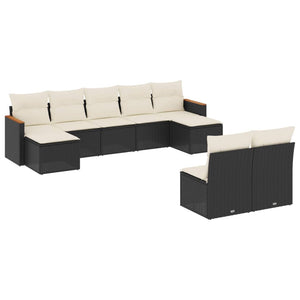 Set Divani da Giardino 9 pz con Cuscini Nero in Polyrattancod mxl 92289