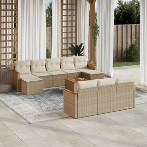 Set Divani da Giardino 11 pz con Cuscini Beige in Polyrattan 3258824
