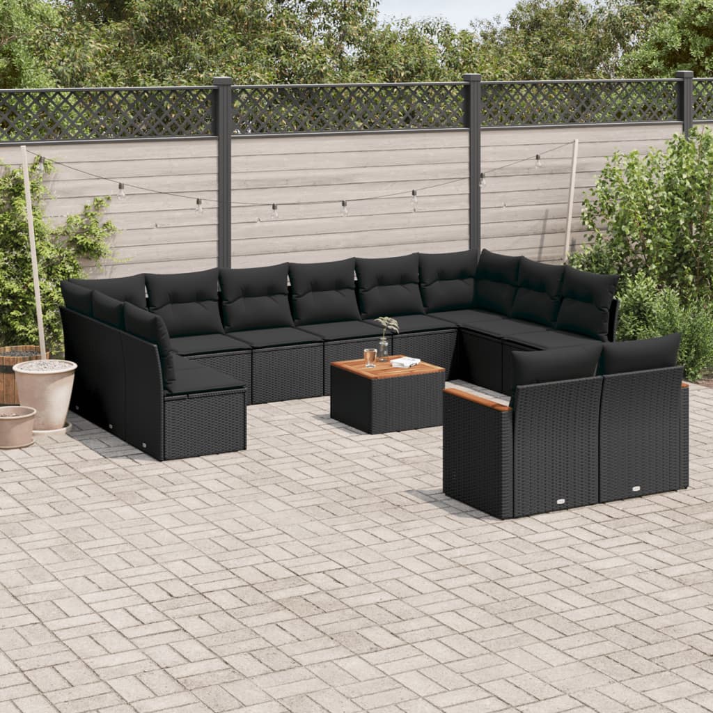Set Divani da Giardino 13pz con Cuscini Nero in Polyrattancod mxl 88518