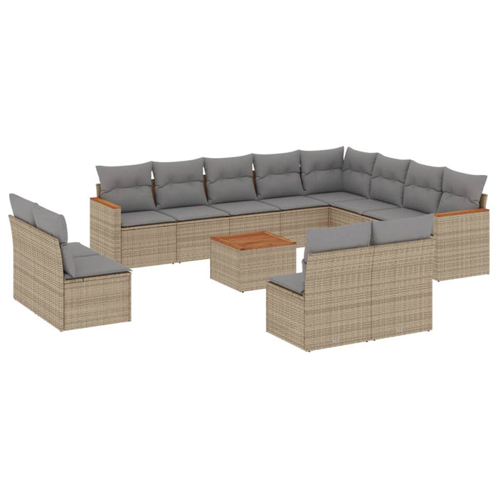 Set Divano da Giardino 13 pz con Cuscini Beige in Polyrattan 3258881