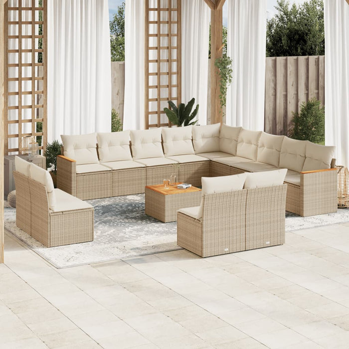 Set Divani da Giardino 14pz con Cuscini in Polyrattan Beigecod mxl 88781