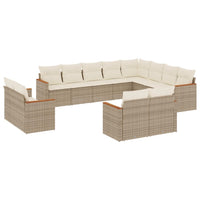 Set Divani da Giardino 12 pz con Cuscini Beige in Polyrattan