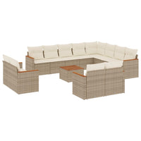 Set Divano da Giardino 13 pz con Cuscini Beige in Polyrattan 3258922