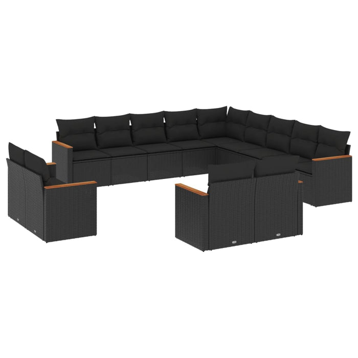 Set Divani da Giardino 13pz con Cuscini Nero in Polyrattancod mxl 88506