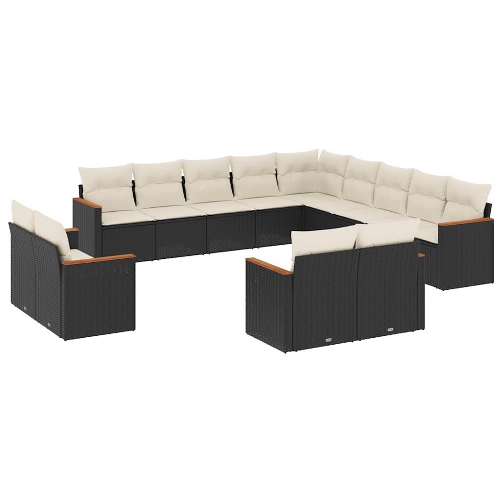 Set Divani da Giardino 13pz con Cuscini Nero in Polyrattancod mxl 116263