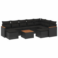 Set Divani da Giardino 10pz con Cuscini in Polyrattan Nerocod mxl 88547