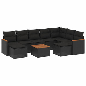 Set Divani da Giardino 10pz con Cuscini in Polyrattan Nerocod mxl 88547