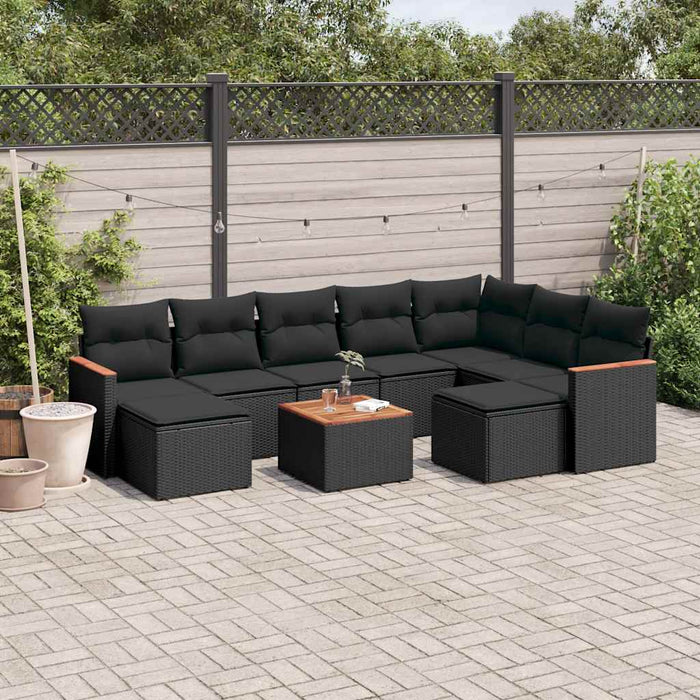 Set Divani da Giardino 10pz con Cuscini in Polyrattan Nerocod mxl 88547