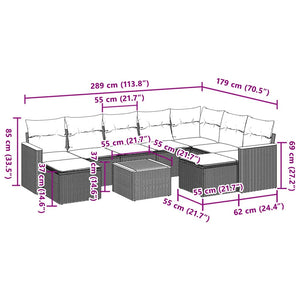 Set Divano da Giardino 10 pz con Cuscini Beige in Polyrattan 3258950